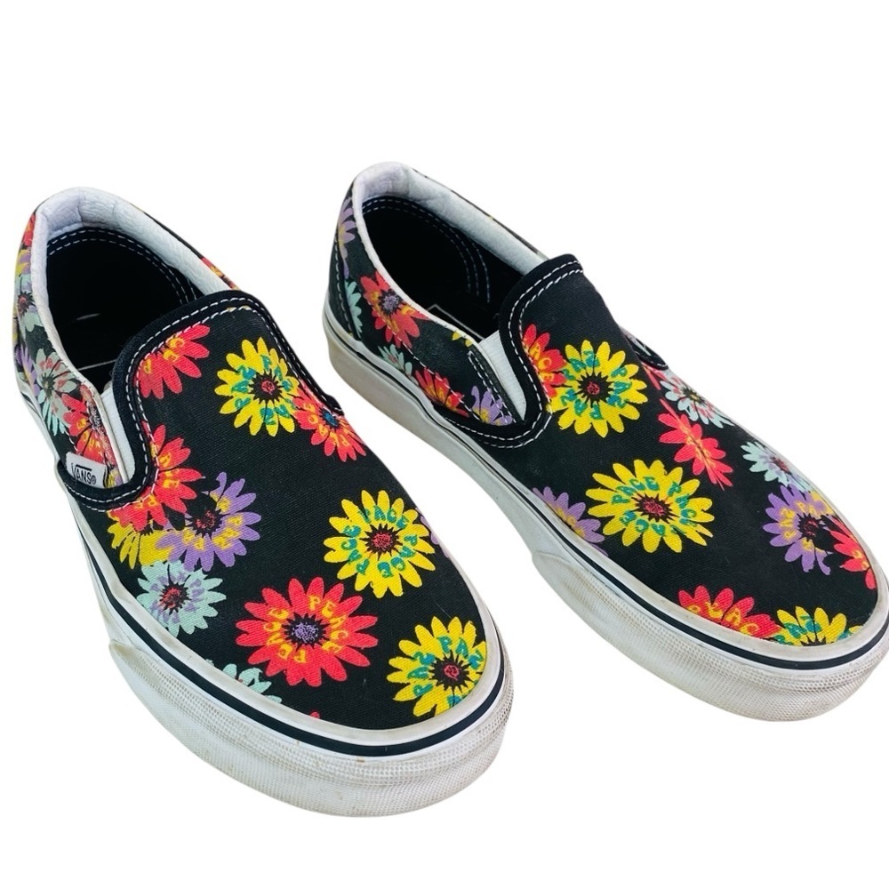 Vans Peace/Floral Classic Slip On Sneakers Size W5 M3.5